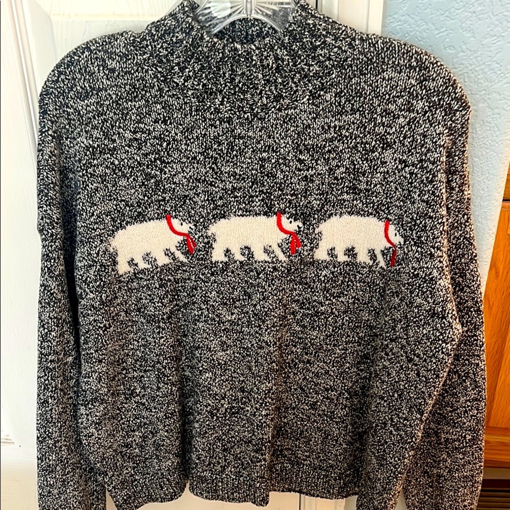 Women’s  Black and White Sweater with Polar Bear Design
